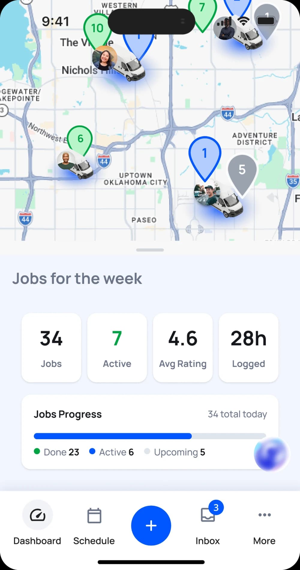 Housecall Pro mobile workflow showing job management from the field